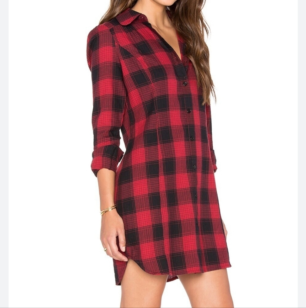 Red Plaid Knit Dress